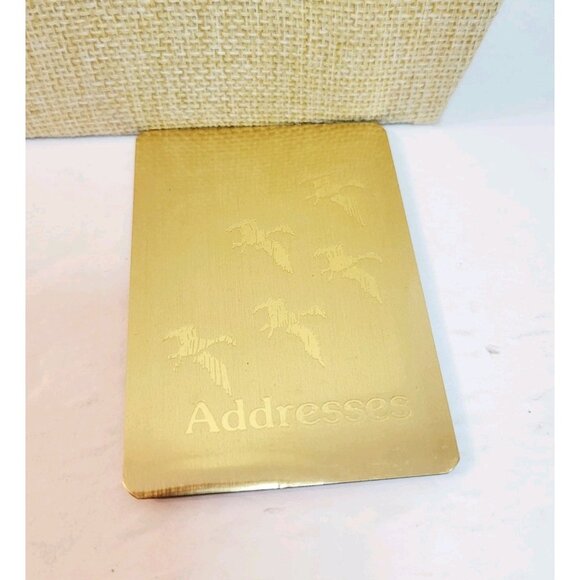 Vtg Pocket Compact Magnetic Close Gold Address Book Duck Geese Hunting Theme - Picture 1 of 4